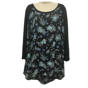 Torrid Women’s Floral Black Blue Size 4 Long Sleeve Blouse